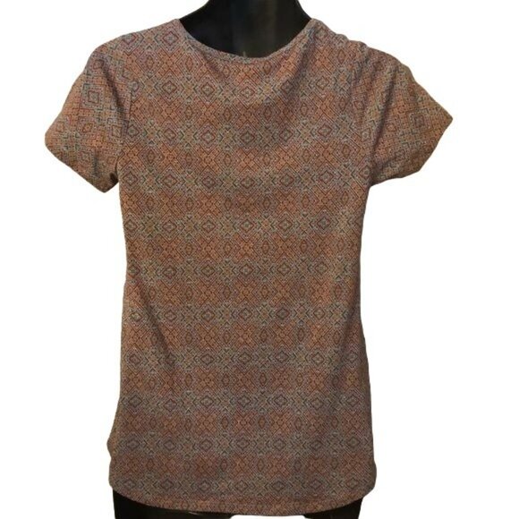 Lularoe classic pattern short sleeve x small shirt brown blue READ NEW with tags - Picture 2 of 4